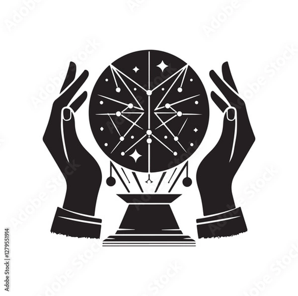 Fototapeta Fortune Teller pose silhouette vector illustration