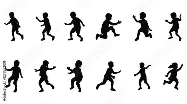 Obraz Kid playing vector silhouette isolated