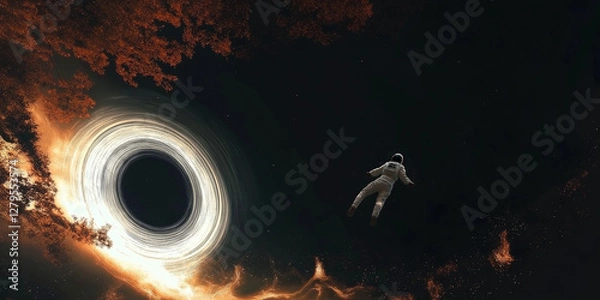 Obraz Astronaut Caught in the Gravitational Pull of a Black Hole