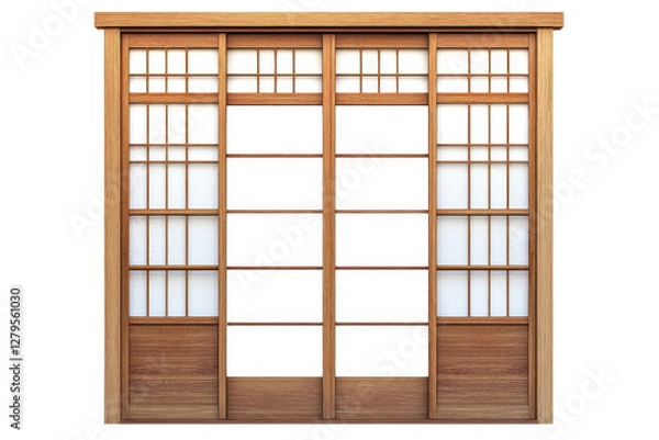 Fototapeta Rustic Wooden Window Frame With Glass Panes And Weathered Texture Architectural Detail