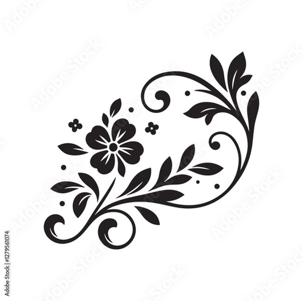 Fototapeta floral scroll design  silhouette vector illustration