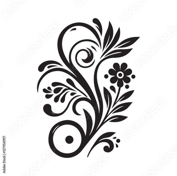 Fototapeta floral scroll design  silhouette vector illustration