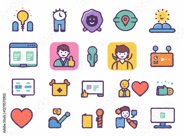 Fototapeta User-Friendly Web Icons Set - Simple and Elegant Vector Graphics