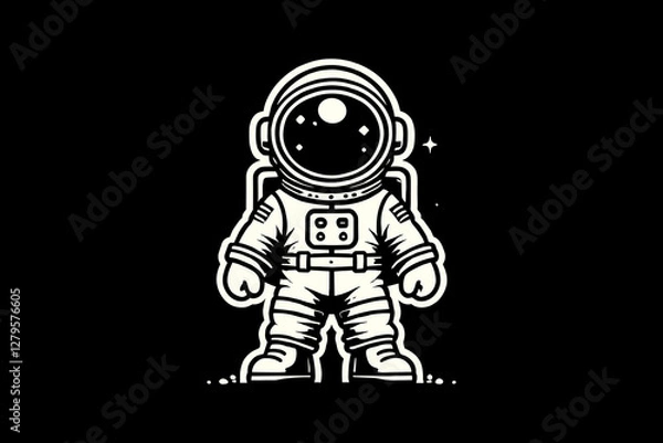 Obraz Astronaut in Space Suit cartoon Black and White graphic design Illustration