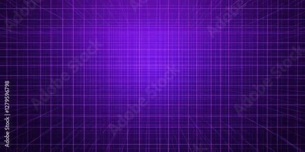Fototapeta A purple grid background with lines and wireframe patterns, perfect for creating futuristic or cybernetic designs