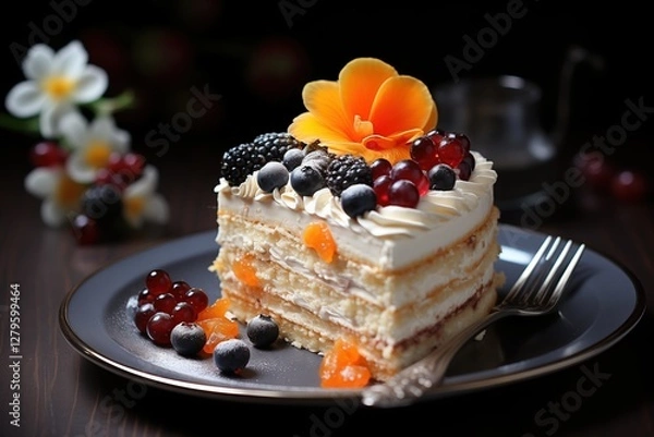 Obraz Sweet cake with wild berries