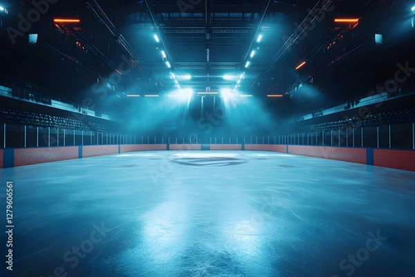 Obraz Empty Ice Hockey Arena with Cinematic Lighting