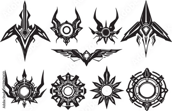 Fototapeta Set of elements for flat design, patterns, ornaments, mandalas. Hand drawn vector illustration