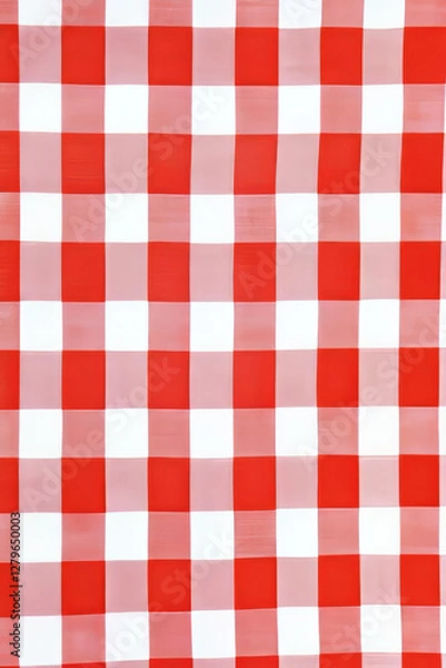Fototapeta A classic gingham checkered pattern in bright red and white, evoking summer picnic vibes. The clean lines and symmetry make it a timeless and versatile design.