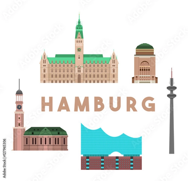 Obraz Hamburg Landmarks Skyline
