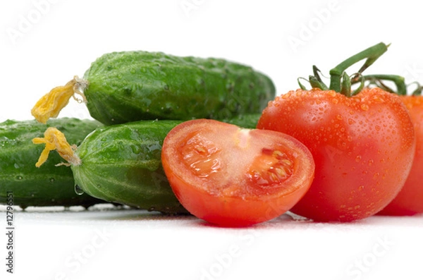 Fototapeta Cucumbers and tomatoes
