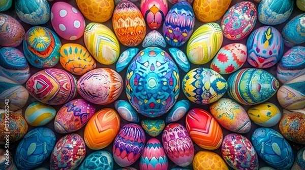 Fototapeta Easter kaleidoscope with symmetrical patterns in jewel tones 169