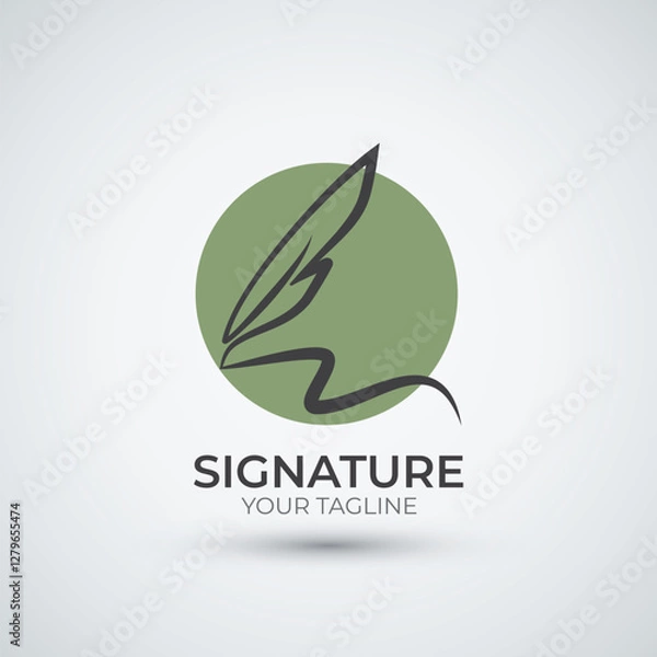 Fototapeta Quill Signature logo design icon inspiration template