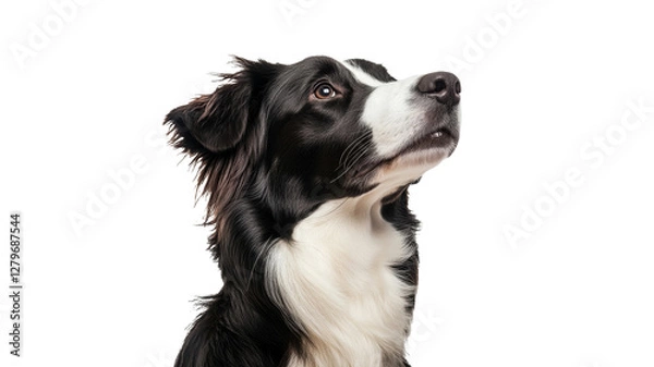 Obraz Border collie looking up with attentive expression