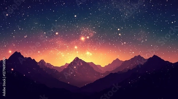 Fototapeta A mesmerizing depiction of a starry night sky, showcasing deep-space elements with glowing stars and cosmic dust on a transparent background