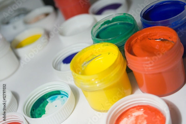 Fototapeta Gouache paints, close-up