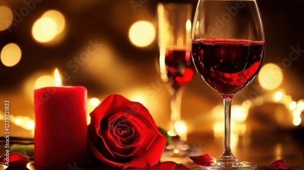 Fototapeta Wine glass and candlelight