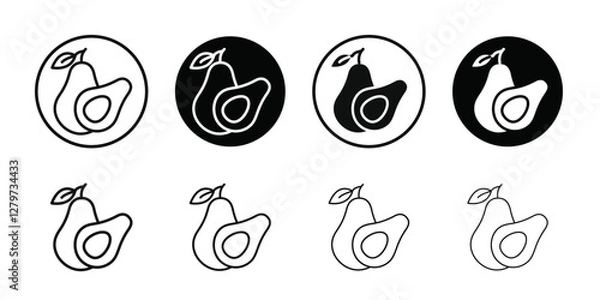 Fototapeta avocado icon Black line art vector logo set