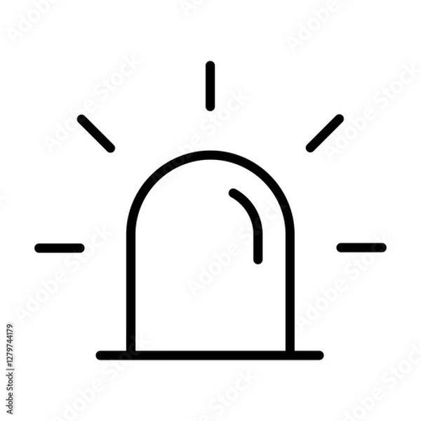 Obraz Black single alarm siren line icon, simple flasher alert flat design vector pictogram, infographic illustration for app logo web website button ui interface elements isolated on white background
