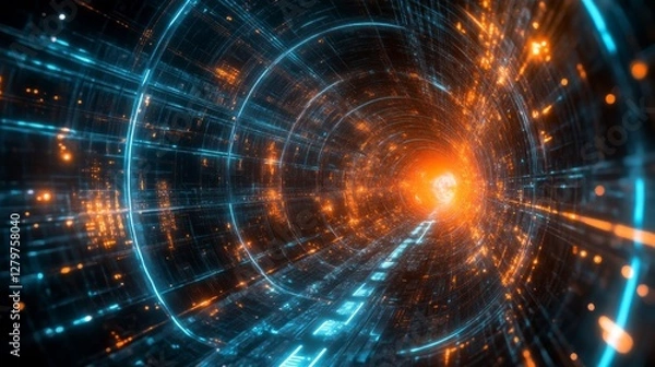 Fototapeta Cosmic Energy Grid Futuristic Space Network