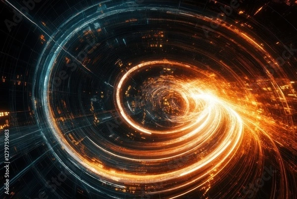 Obraz Digital waves of light and energy in abstract design create a mesmerizing visual journey through an unseen universe