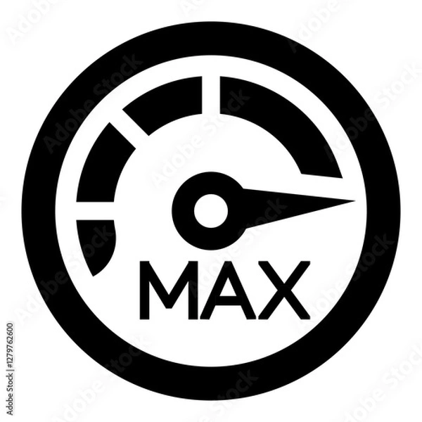 Obraz speedometer icon with a needle pointing to maximum speed.