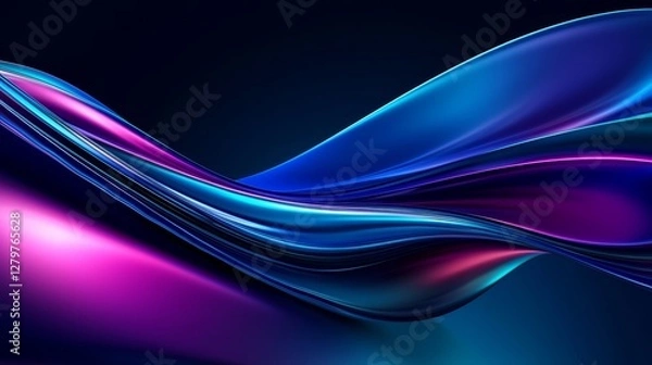 Obraz Dynamic Curved Waves Against Dark Background 