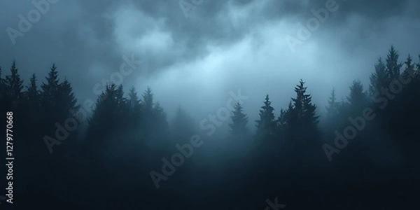 Obraz Misty Forest at Night (1)
