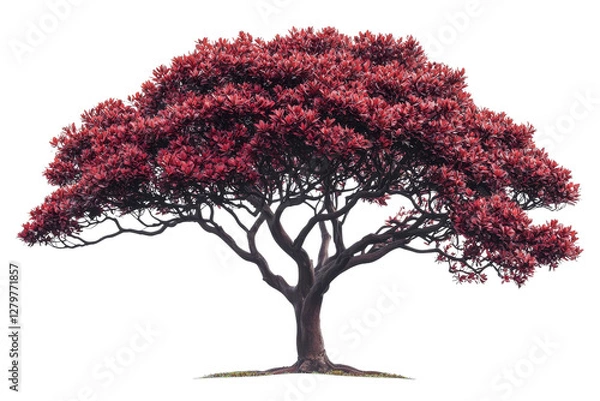 Fototapeta Majestic Tree with Vibrant Red Foliage and Elegant Branch Structure