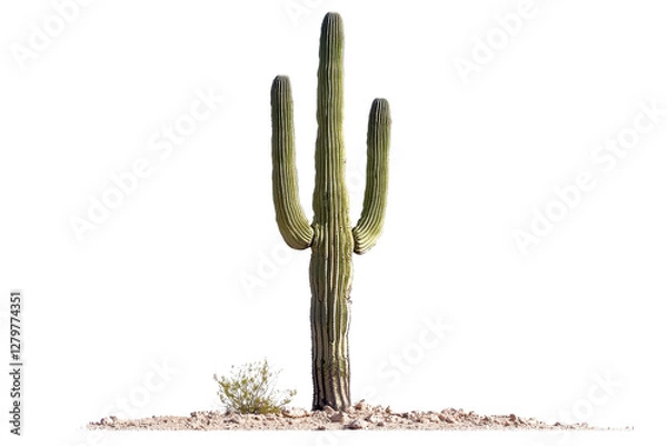 Fototapeta Tall Saguaro Cactus with Arms in Desert Landscape Against Clear Sky
