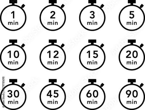 Obraz ストップウォッチのアイコンセット（分）