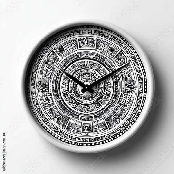 Fototapeta Ornate Clock Face Featuring Ancient Mayan Inspired Designs