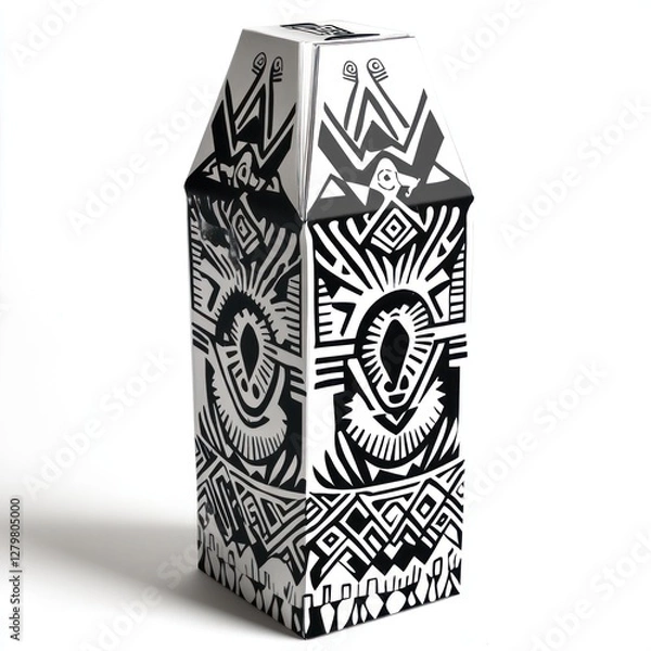 Fototapeta Abstract Black And White Geometric Patterned Box