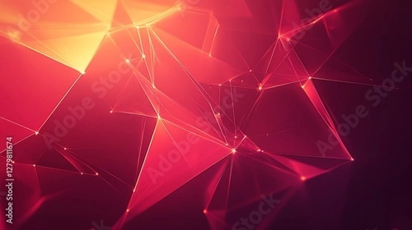 Fototapeta Abstract digital network design, vibrant red and orange. Potential use technology background