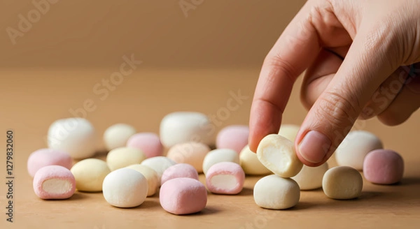 Fototapeta マシュマロをつまむ手
