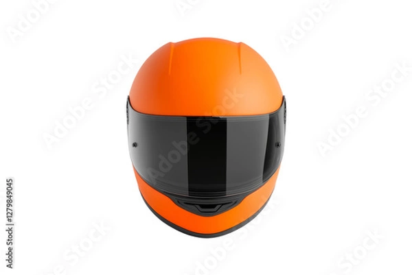 Fototapeta Close up of an orange motorcycle helmet, isolated