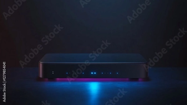 Obraz Modern router glowing, dark studio, internet, connectivity