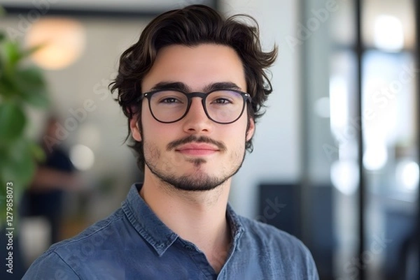 Obraz a male office worker programmer, Generative AI