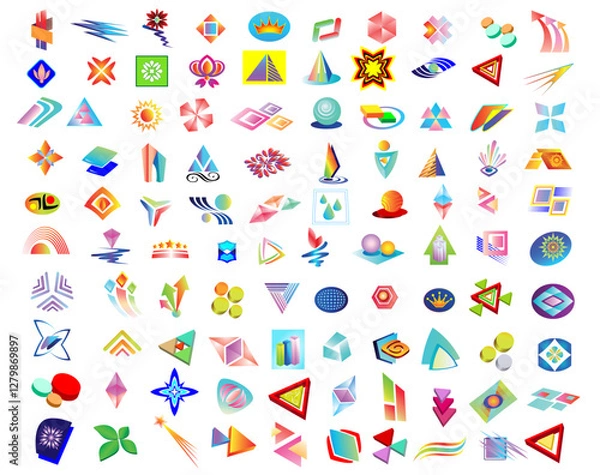 Fototapeta 90.epsA set of 100 different elements logo.Vector illustration