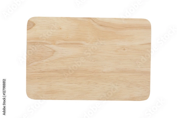 Fototapeta wooden cutting board isolated on white background, top view