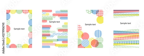 Fototapeta カラフルなジオメトリックパターンのメッセージカードセット