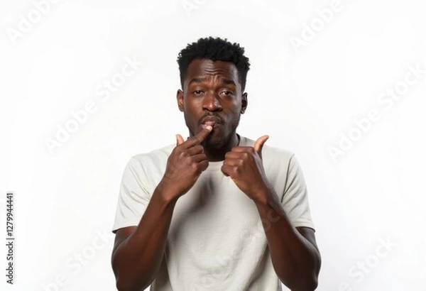 Fototapeta portrait of a man doing thumbs up