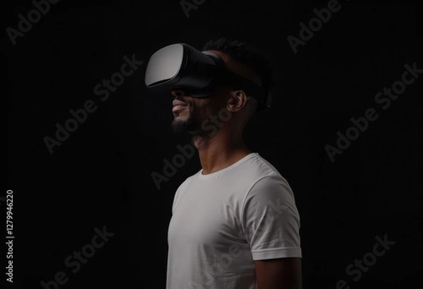 Obraz African man wearing virtual reality headset