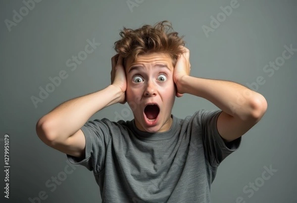 Obraz young man shocked