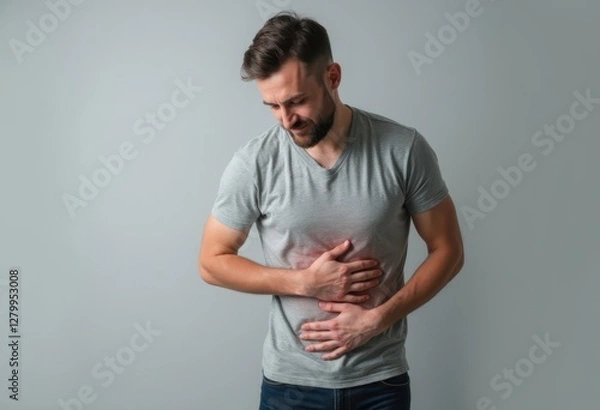 Obraz man with pain in his stomach