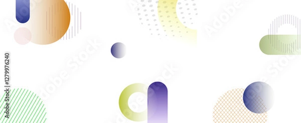 Obraz Abstract Circles design backdrop gradient pattern with blue purple  yellow, orange and green patterns on solid white background