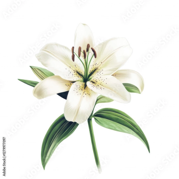 Fototapeta Simplistic Easter Lily with Flat Colors – Religious Easter Cliparts