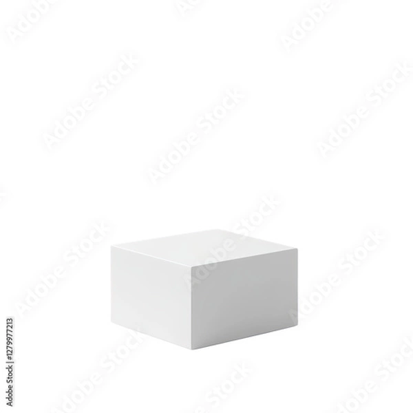 Obraz Minimalistic white cube podium platform isolated on transparent background, PNG for elegant product display
