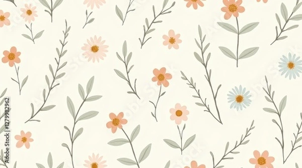 Fototapeta Floral watercolor seamless pattern