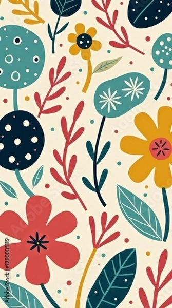 Obraz Flat floral pattern design